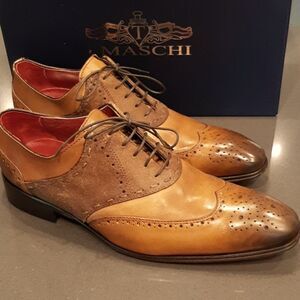 i Maschi Calzature Vitello Cuoio Brown Leather Oxfords